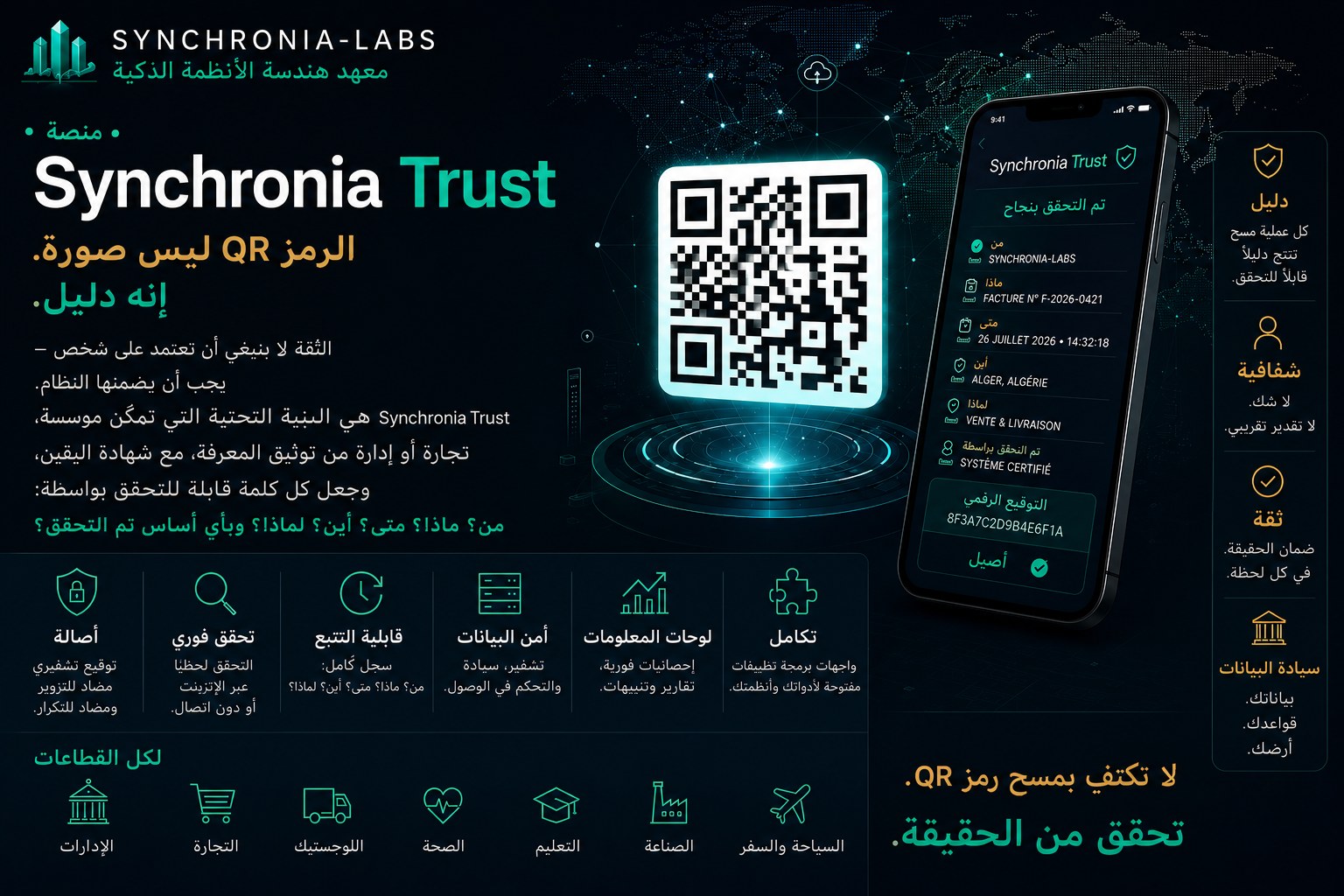 Synchronia Trust — الرمز QR ليس صورة، إنه دليل