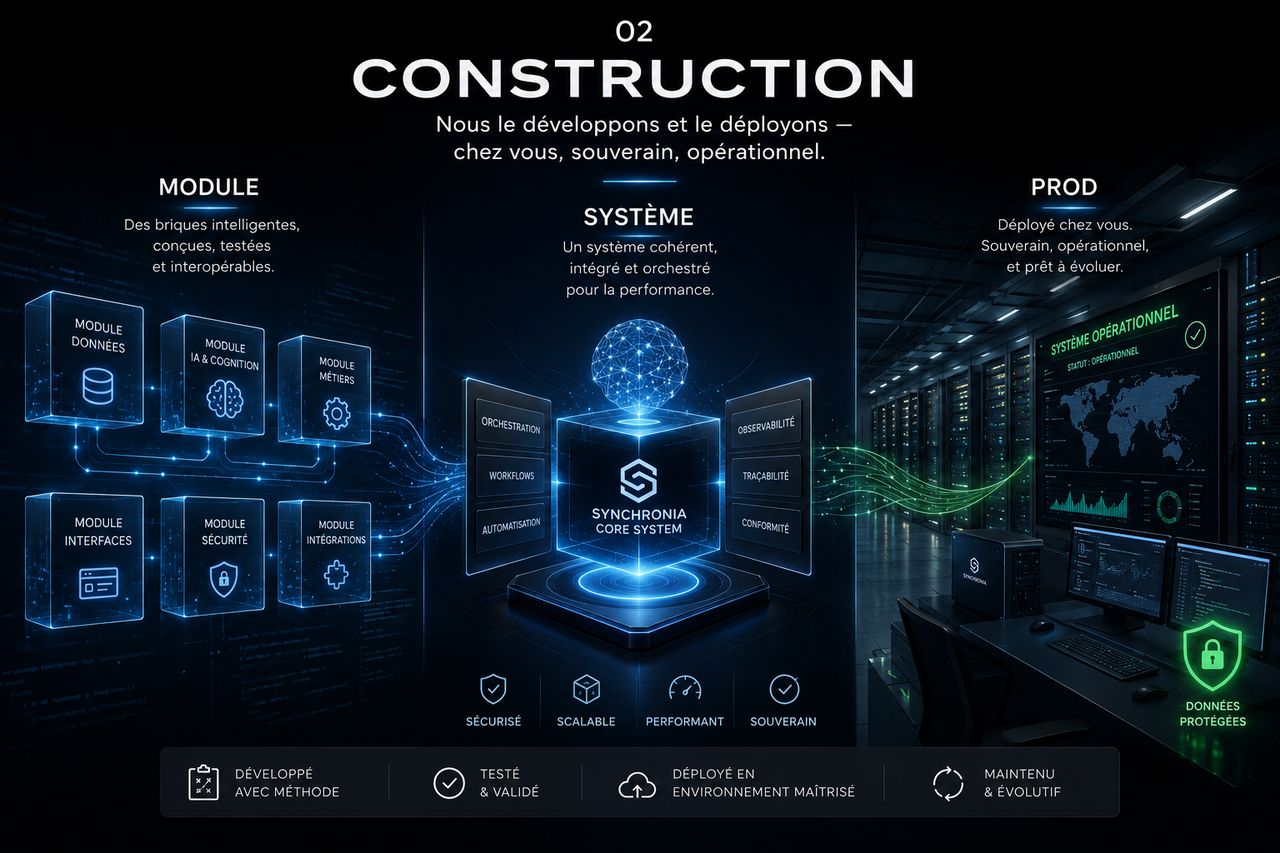 02 Construction — nous le développons et le déployons : chez vous, souverain, opérationnel