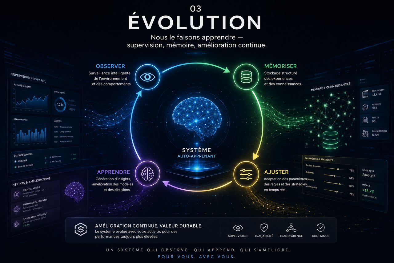 03 Évolution — nous le faisons apprendre : supervision, mémoire, amélioration continue